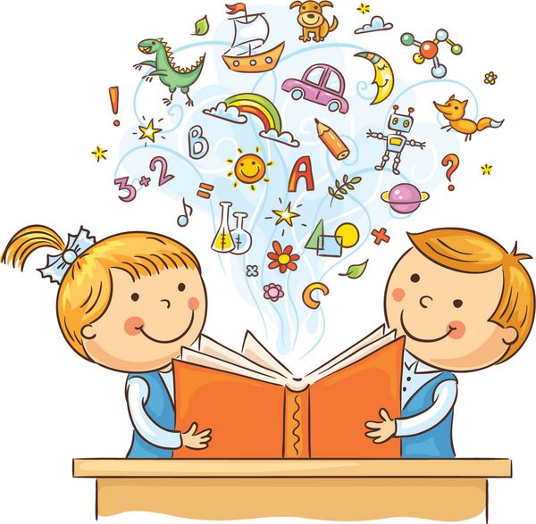 کودکانی که کتاب می خوانند و چیزهای جدید زیادی یاد می گیرند بدون شیب