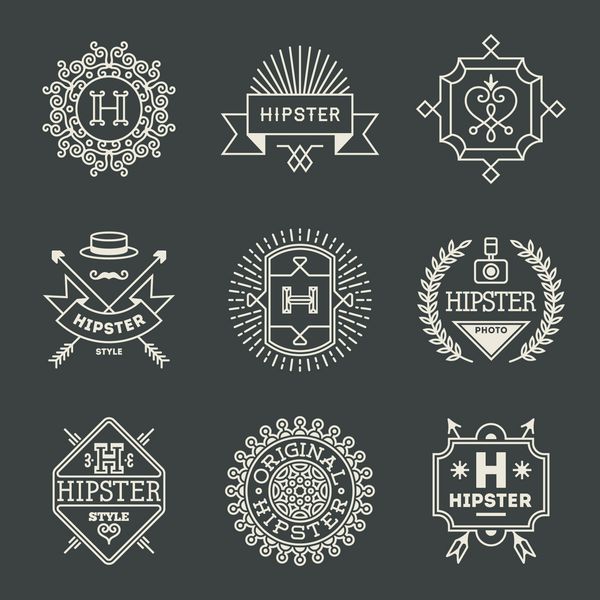 طراحی رترو لوگوتایپ های نشان های هیپستر مجموعه 1 عناصر وکتور پرنعمت