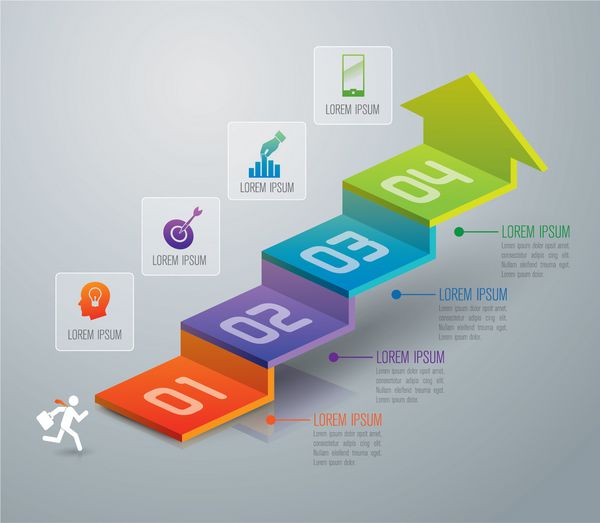 قالب طراحی اینفوگرافیک و نمادهای بازاریابی مفهوم تجاری با 4 گزینه بخش مرحله یا فرآیند می تواند برای طرح گردش کار نمودار گزینه های شماره طراحی وب استفاده شود
