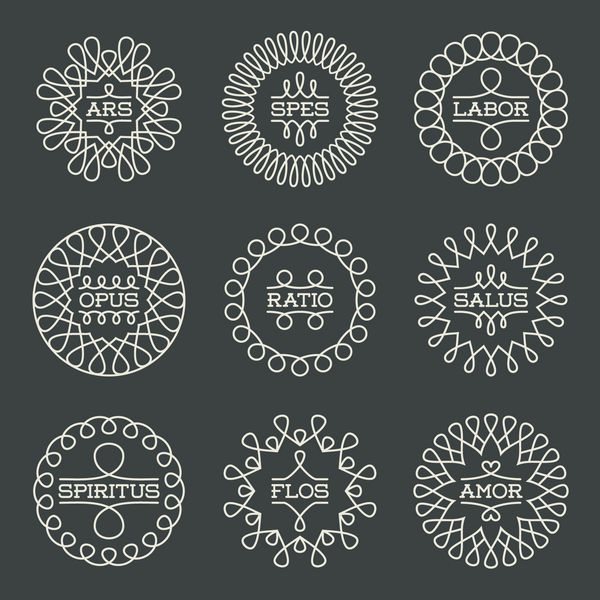مجموعه قالب های زیبای هندسی نشان لوگوتایپ ها عناصر سبک وینتیج وکتور خط هنر