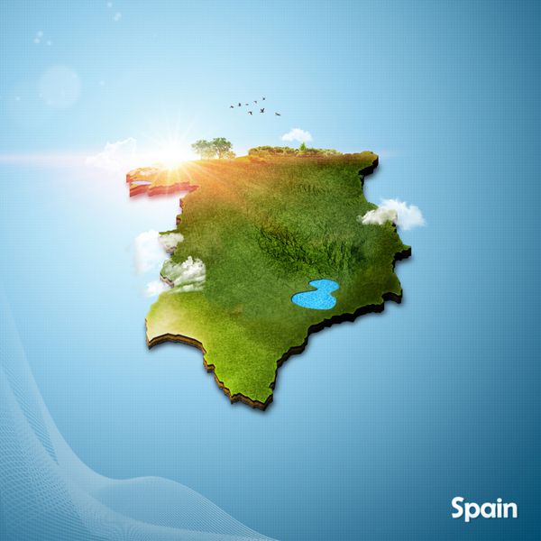 نقشه سه بعدی واقع گرایانه اسپانیا