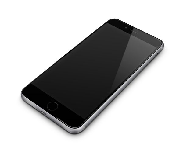 مدل واقعی تلفن همراه به سبک آیفون با صفحه خالی جدا شده در پس زمینه سفید تصویر بسیار دقیق