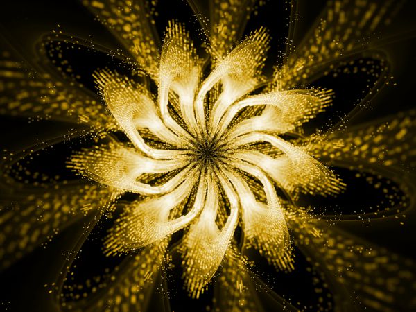 گل فراکتال انتزاعی زیبا طلایی
