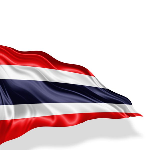 پرچم ابریشم تایلند با کپی برای متن یا تصاویر شما و پس زمینه سفید