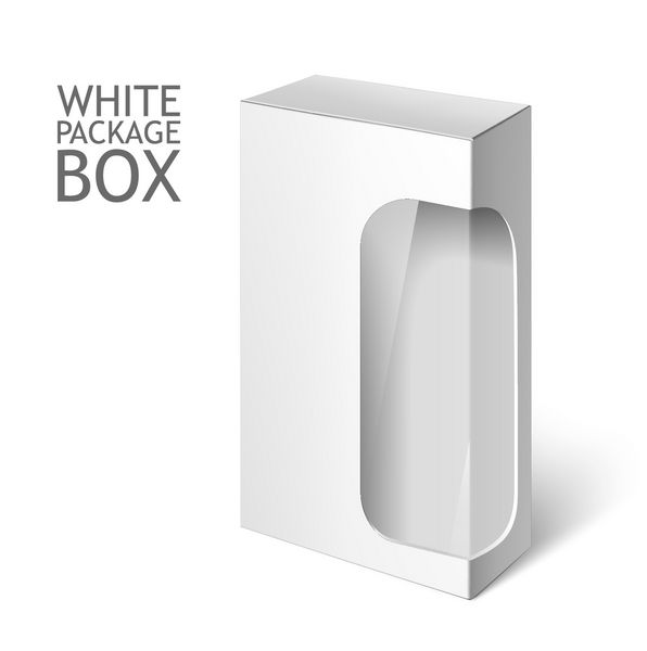 جعبه بسته مقوایی ست بسته مربعی سفید برای نرم افزار دی وی دی دستگاه الکترونیکی محصولات پزشکی و آرایشی با پنجره قالب ماکت آماده برای طراحی شما جدا شده در زمینه سفید