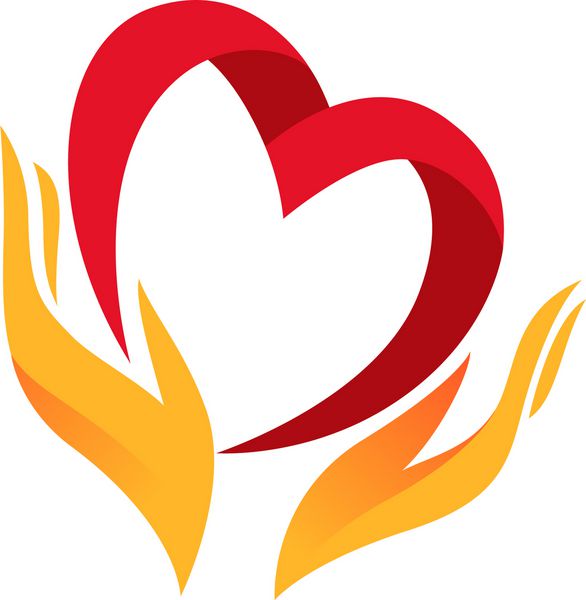 نماد قلب در دست علامت نماد الگوی لوگو برای خیریه سلامت داوطلبانه سازمان غیر انتفاعی جدا شده در پس زمینه سفید