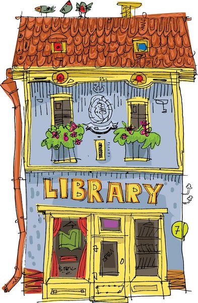 کتابخانه کوچک قدیمی - کارتونی