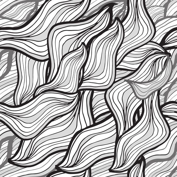وکتور سیاه و سفید الگوی دستی انتزاعی بدون درز الگوی امواج وکتور بدون درز با دست برای وب پارچه و چاپ