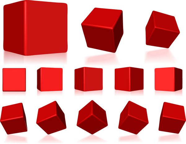 وکتور مکعب های قرمز سه بعدی با بازتاب