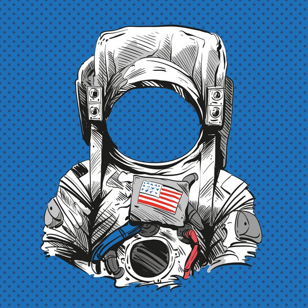 لباس فضانوردی وکتور دست کشیده