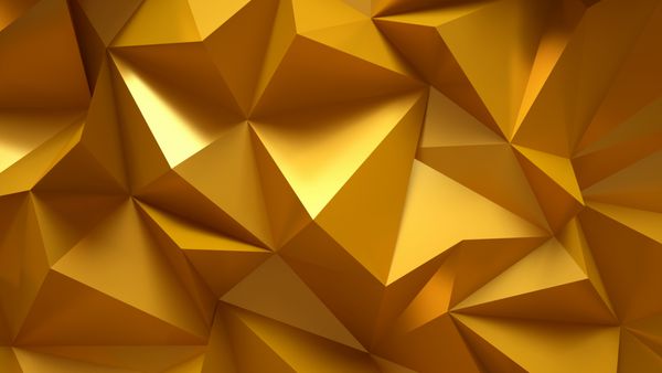 پس زمینه طلایی زیبا مجلل و زیبا با فیگورهای انتزاعی فلز پرستیژ عزیز گرانبها تصاویر سه بعدی رندر سه بعدی