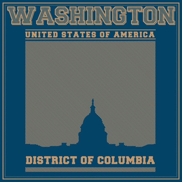 مفهوم شهر واشنگتن دی سی لوگو برچسب طرح تی شرت طراحی خلاقانه پوستر