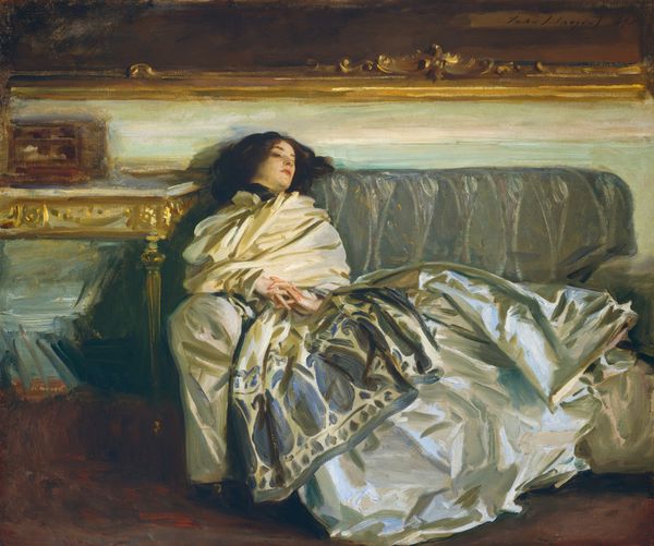 nonchaloir آرامش اثر جان خواننده سارجنت 1911 نقاشی آمریکایی رنگ روغن روی بوم سارجنت خواهرزاده‌اش رز ماری اورموند میشل را در حالت کیفی نقاشی کرد ضربات قلم موی ماهرانه اش نشان دهنده دخترش است