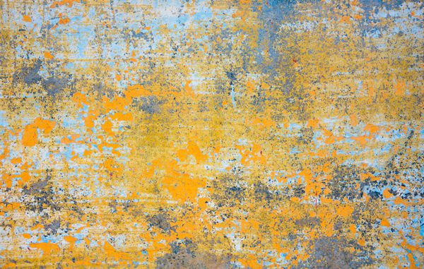 پس زمینه نقاشی دیواری - پس زمینه دیوار قدیمی با رنگ محو پوست کنده در رنگ های زرد و آبی به نظر می رسد بخشی از یک نقاشی دیواری باستانی است