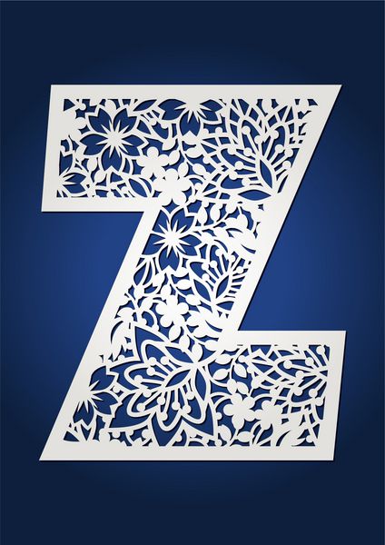 حرف اول تک نگاری z ممکن است برای برش کاغذ استفاده شود حرف الفبای فانتزی کلاه قطره گل