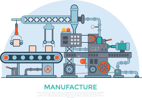 وکتور ماشین نوار نقاله تولید صنعتی تخت خطی مفهوم فرآیند تولید محصول تجاری