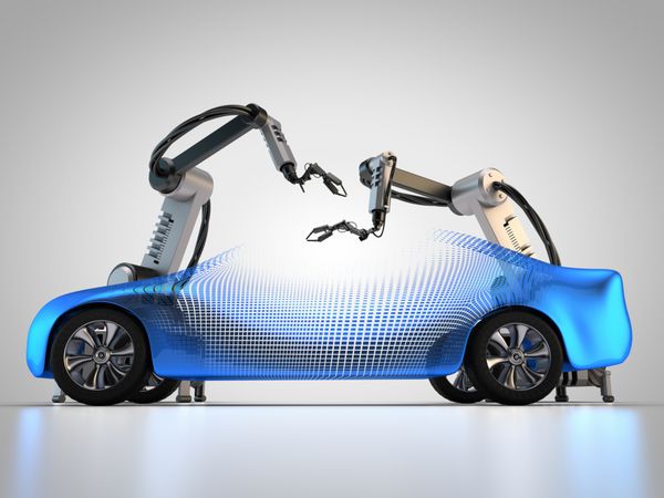 رندر سه بعدی روبات ها در صنعت خودرو