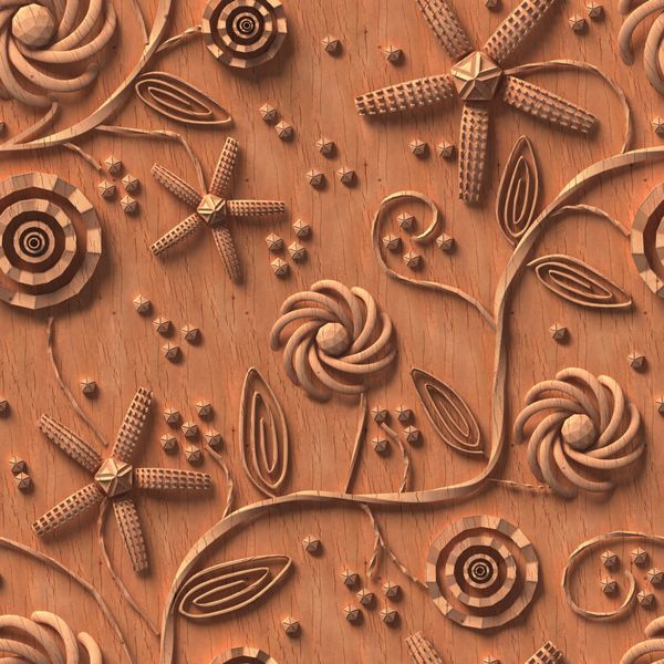 الگوی سه بعدی گل بافت چوب بدون درز