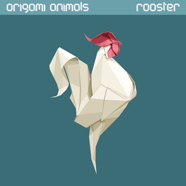 وکتور اوریگامی حیوان جدا شده خروس مثلثی سفید