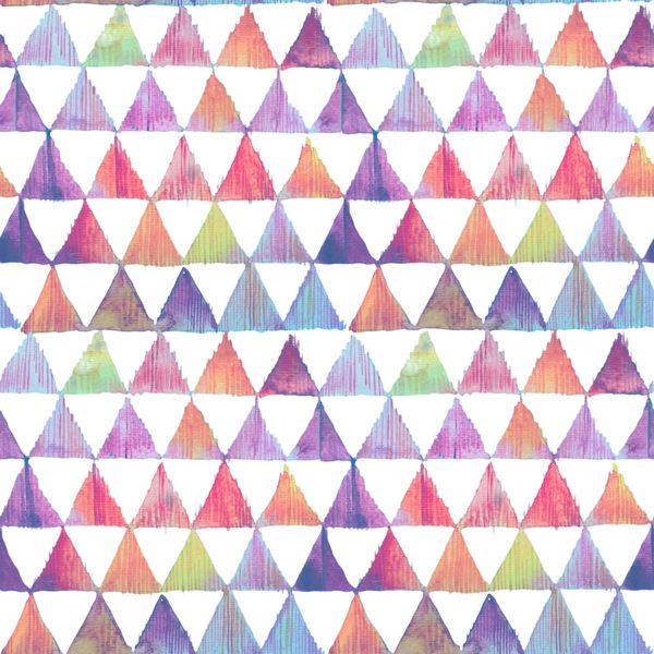 الگوی بدون درز مثلث ایکات رنگارنگ آبرنگ الگوی هندسی ایکات به سبک آبرنگ