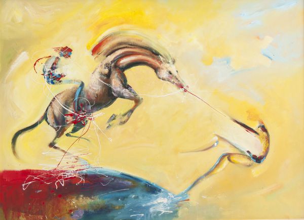 نقاشی رنگ روغن تازی اسب این اثر هنری من است من نویسنده هستم