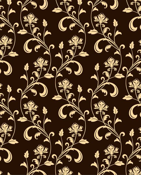 الگوی گل کاغذ دیواری oque damask پس زمینه وکتور بدون درز شکلات و زیور طلا