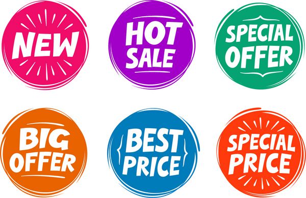 نمادهای مجموعه مانند پیشنهاد ویژه فروش بهترین قیمت جدید وکتور آیکون ها