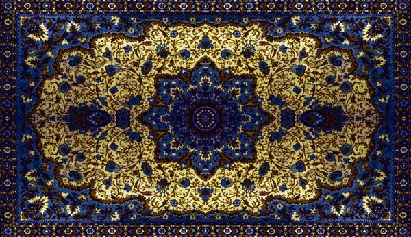 بافت فرش ایرانی زینت انتزاعی طرح ماندالای گرد بافت پارچه فرش سنتی خاورمیانه فیروزه ای آبی شیری خاکستری قهوه ای زرد قرمز