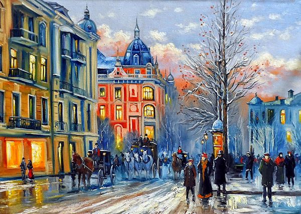 شهر قدیمی کیف نقاشی رنگ روغن