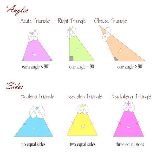 انواع مثلث بر اساس زوایا و اضلاع - اشکال هندسی برای بچه ها