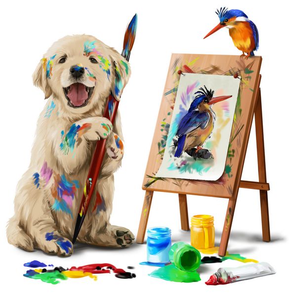 توله سگ هنرمند پرنده را می کشد