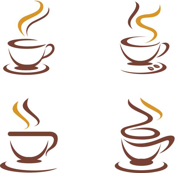 طرح آیکون وکتور قالب لوگو فنجان قهوه