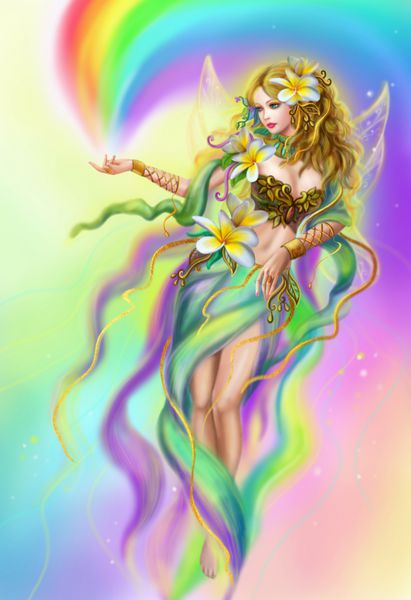 پرتره الهه زنبق در اساطیر یونان زنبق مظهر رنگین کمان و پیام آور خدایان است او همچنین به عنوان یکی از الهه های دریا و آسمان شناخته می شود
