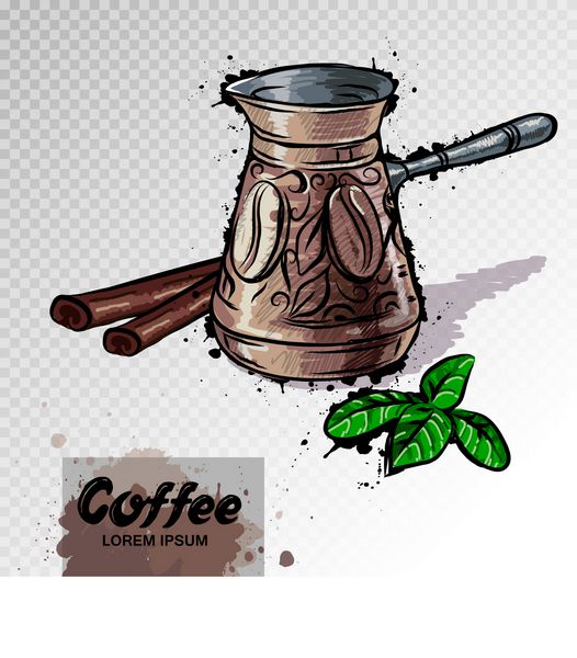 تصویر طراحی شده با دست از قهوه ترک یا شکلات