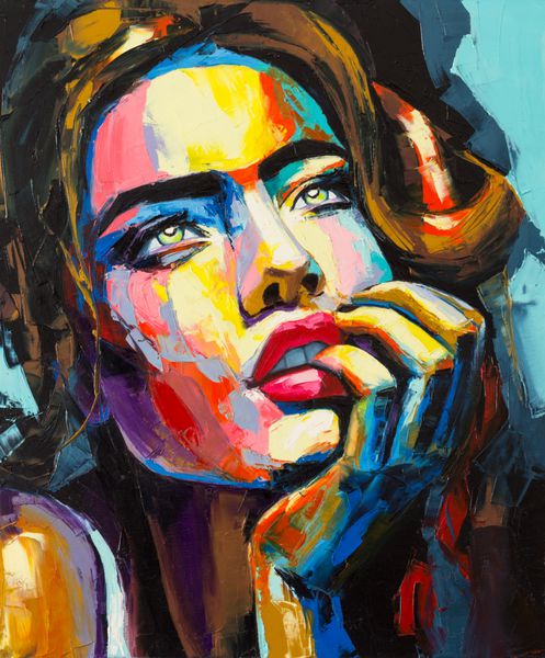 پرتره زن فانتزی از مجموعه احساسات رنگارنگ نقاشی رنگ روغن روی بوم