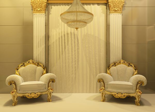 صندلی های لوکس در فضای داخلی سلطنتی