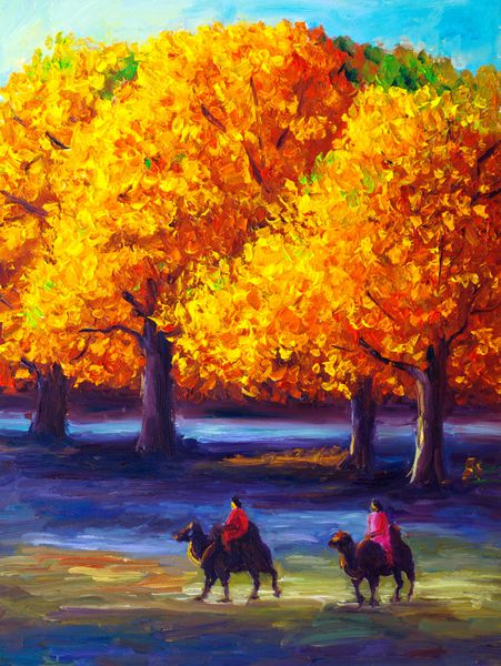 نقاشی رنگ روغن - افرا در پاییز