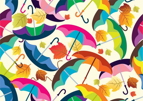 الگوی بدون درز با چترهای رنگارنگ وکتور زیبا