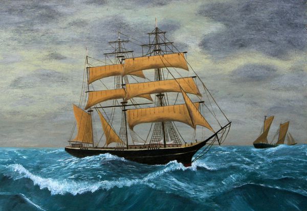 آثار هنری اصلی کشتی های قیچی در دریا نقاشی رنگ روغن روی کشتی