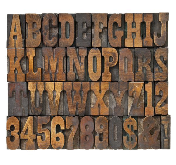 حروف و اعداد در نوع چوب لترپرس قدیمی - حروف الفبا در حروفچینی کلاردون فرانسوی