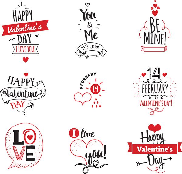 طرح تایپوگرافی روز ولنتاین در زمینه سفید قابل استفاده برای کارت تبریک یا پوستر