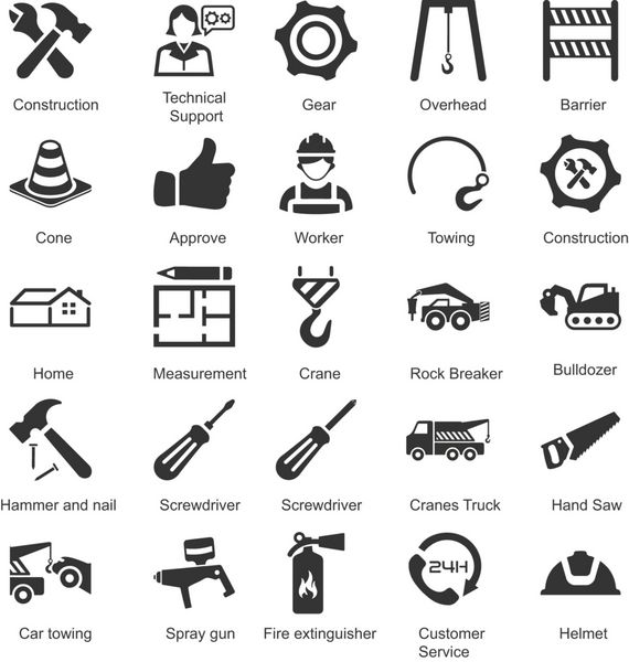 نمادهای ساخت و ساز و ابزار - مجموعه 2