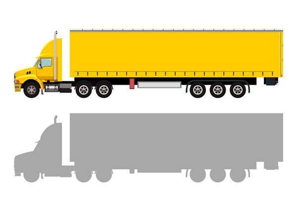 کامیون زرد با تریلر