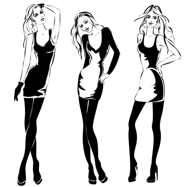 مدل های زن مد سیاه و سفید در سبک طرح