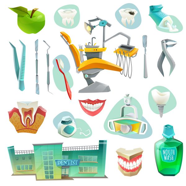 مجموعه آیکون های تزئینی مطب دندانپزشکی