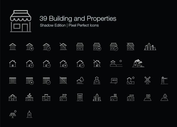 ساختمان و ویژگی‌های Pixel Perfect Icons سبک خط Shadow Edition