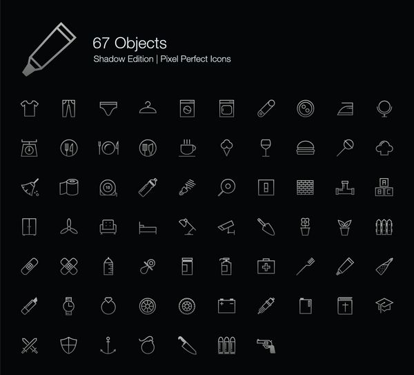 Objects Pixel Perfect Icons سبک خط Shadow Edition