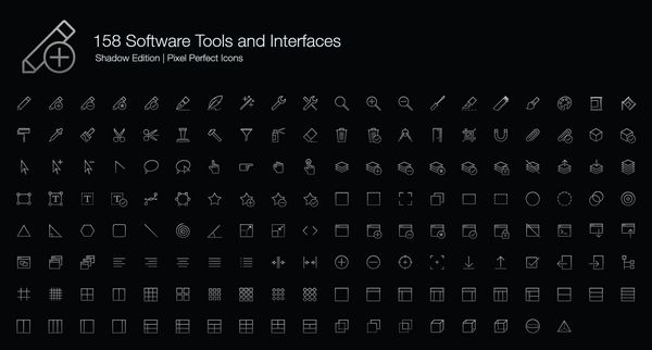 ابزارها و رابط های نرم افزار Pixel Perfect Icons سبک خط Shadow Edition