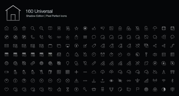 Universal Pixel Perfect Icons سبک خط Shadow Edition