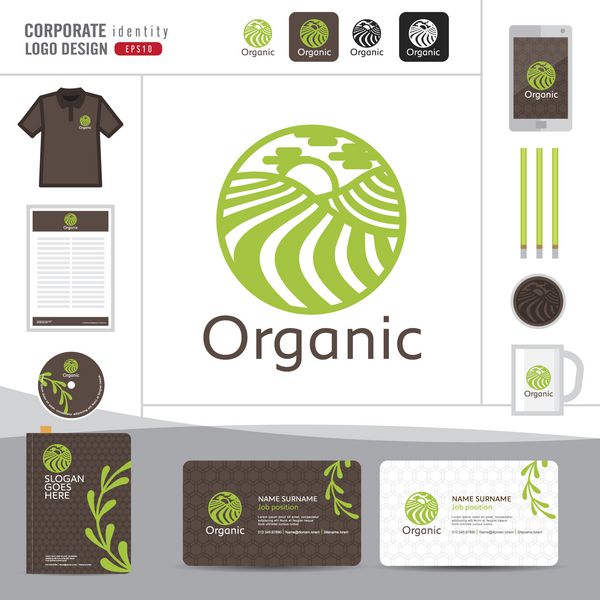 طراحی لوگوی برگ انتزاعی طراحی آرم زیبا ارگانیک مفهوم هویت شرکتی برای فروشگاه ارگانیک رستوران تصویرگر وکتور